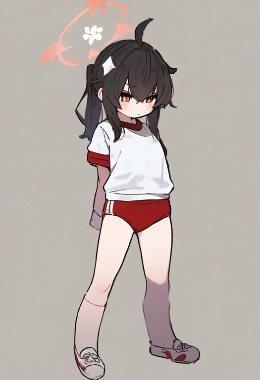 masterpiece, best quality, general, red buruma, 1girl, solo, simple background — by k3scat, made with ComfyUI
