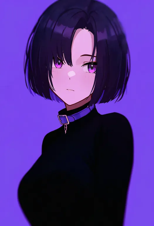 masterpiece, best quality, newest, absurdres, highres, safe, purple_collar, 1girl, solo, simple_background — by k3scat, made with ComfyUI