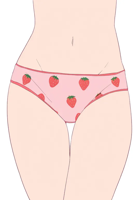 masterpiece, best quality, newest, absurdres, highres, safe, strawberry_print_panties, 1girl, solo, simple_background — by k3scat, made with ComfyUI
