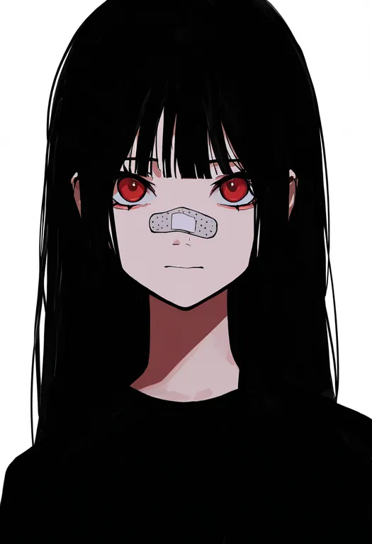 masterpiece, best quality, newest, absurdres, highres, safe, bandaid_on_nose, 1girl, solo, simple_background — by k3scat, made with ComfyUI