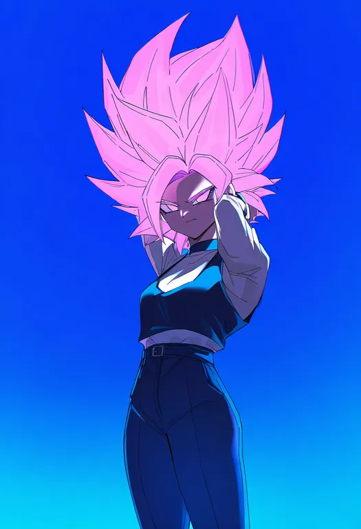 masterpiece, best quality, newest, absurdres, highres, safe, super_saiyan_blue, 1girl, solo, simple_background — by k3scat, made with ComfyUI