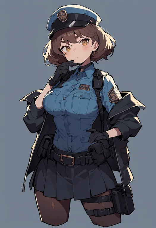 masterpiece, best quality, score_7, safe, policenauts, solo, simple background — by k3scat, made with ComfyUI