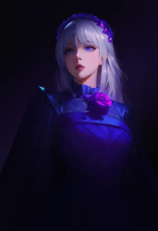 masterpiece, best quality, newest, absurdres, highres, safe, purple_rose, 1girl, solo, simple_background — by k3scat, made with ComfyUI