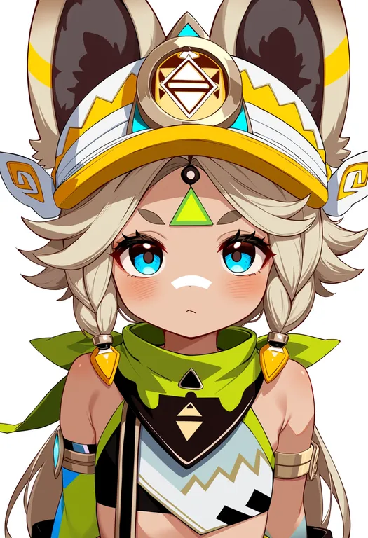 masterpiece, best quality, score_7, safe, kachina (genshin impact), genshin impact, solo, upper body, simple background — by k3scat, made with ComfyUI