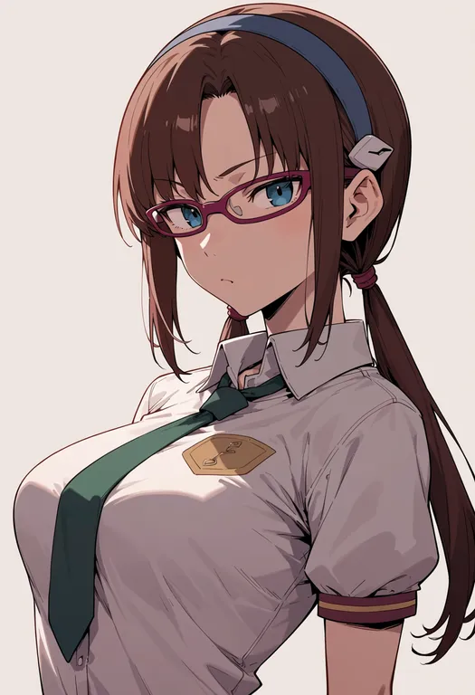 masterpiece, best quality, score_7, safe, makinami mari illustrious, solo, upper body, simple background — by k3scat, made with ComfyUI
