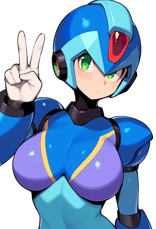 masterpiece, best quality, score_7, safe, x (mega man), solo, upper body, simple background — by k3scat, made with ComfyUI