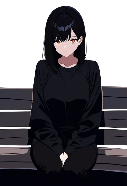 masterpiece, best quality, newest, absurdres, highres, safe, bench, 1girl, solo, simple_background — by k3scat, made with ComfyUI