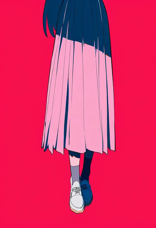 masterpiece, best quality, newest, absurdres, highres, safe, pink_skirt, 1girl, solo, simple_background — by k3scat, made with ComfyUI