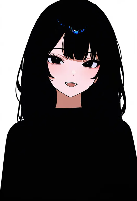 masterpiece, best quality, newest, absurdres, highres, safe, fangs, 1girl, solo, simple_background — by k3scat, made with ComfyUI