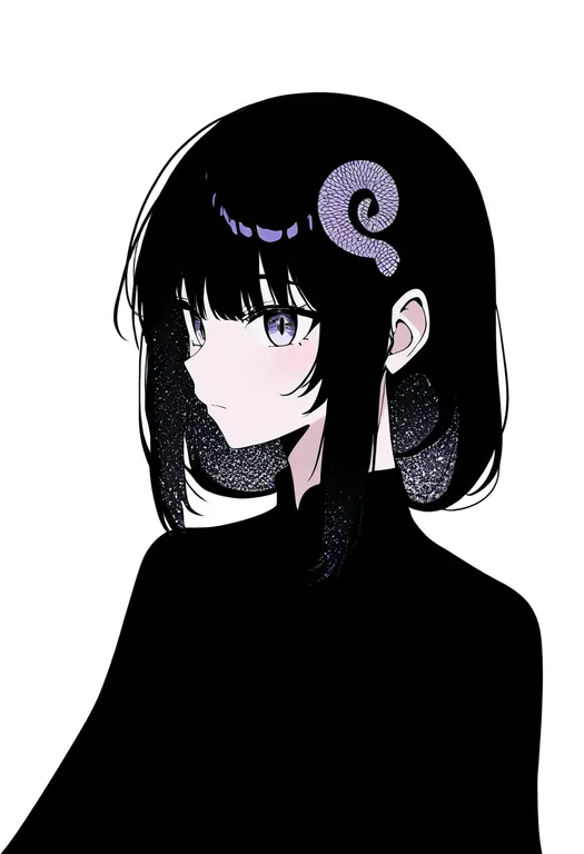 masterpiece, best quality, newest, absurdres, highres, safe, snake_hair_ornament, 1girl, solo, simple_background — by k3scat, made with ComfyUI