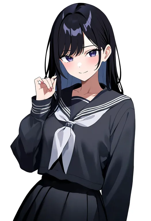 masterpiece, best quality, newest, absurdres, highres, safe, grey_serafuku, 1girl, solo, simple_background — by k3scat, made with ComfyUI