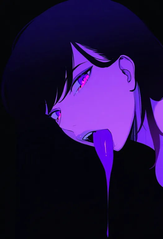 masterpiece, best quality, newest, absurdres, highres, safe, purple_tongue, 1girl, solo, simple_background — by k3scat, made with ComfyUI