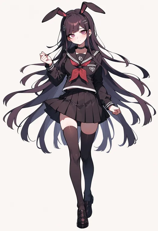 masterpiece, best quality, score_7, safe, danganronpa 2: goodbye despair, solo, simple background — by k3scat, made with ComfyUI