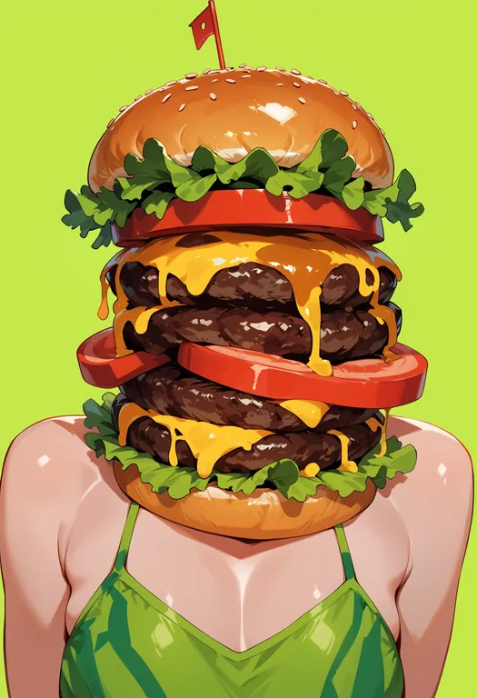 masterpiece, best quality, score_7, safe, mos burger, solo, upper body, simple background — by k3scat, made with ComfyUI