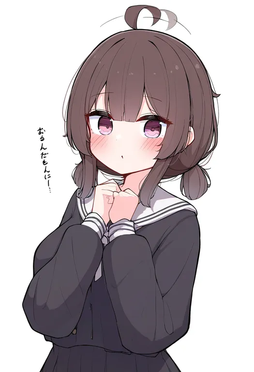 masterpiece, best quality, newest, absurdres, highres, safe, ahoge_wag, 1girl, solo, simple_background — by k3scat, made with ComfyUI