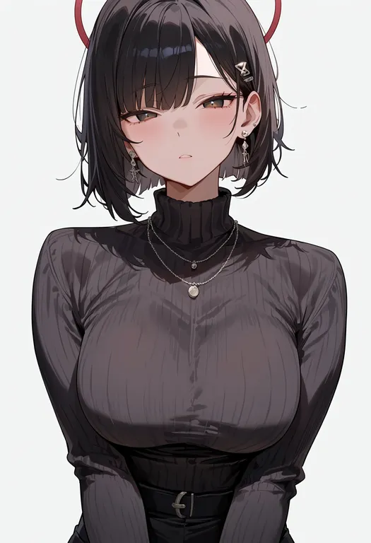 masterpiece, best quality, score_7, safe, maromi, solo, upper body, simple background — by k3scat, made with ComfyUI