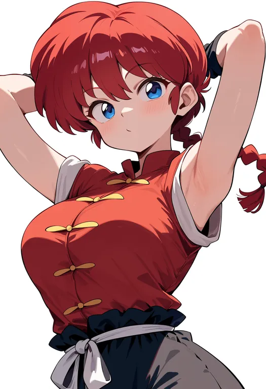 masterpiece, best quality, score_7, safe, ranma-chan, solo, upper body, simple background — by k3scat, made with ComfyUI