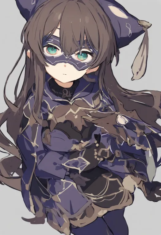 masterpiece, best quality, general, eye mask, 1girl, solo, simple background — by k3scat, made with ComfyUI
