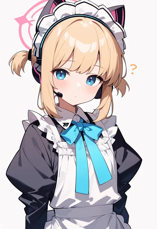 masterpiece, best quality, score_7, safe, momoi (maid) (blue archive), blue archive, solo, upper body, simple background — by k3scat, made with ComfyUI