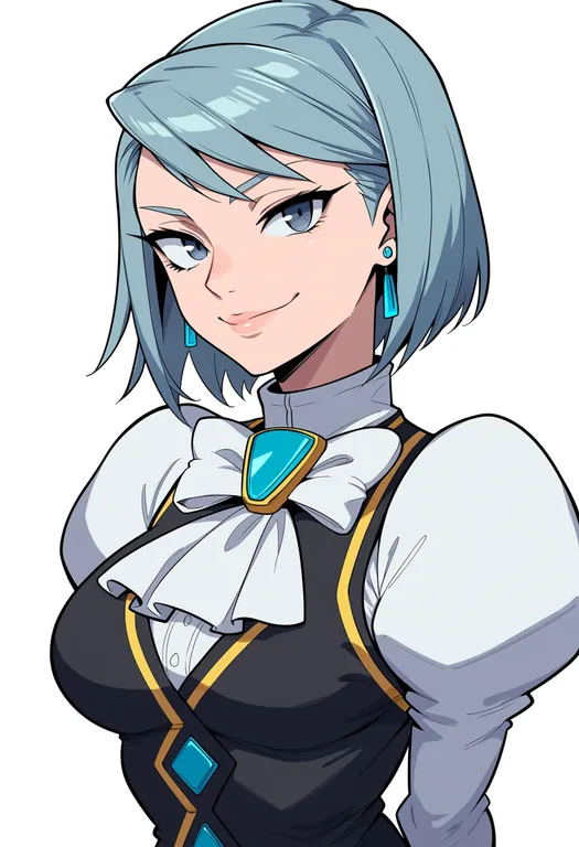 masterpiece, best quality, score_7, safe, franziska von karma, solo, upper body, simple background — by k3scat, made with ComfyUI