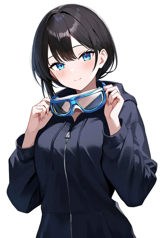 masterpiece, best quality, newest, absurdres, highres, safe, swim_goggles, 1girl, solo, simple_background — by k3scat, made with ComfyUI