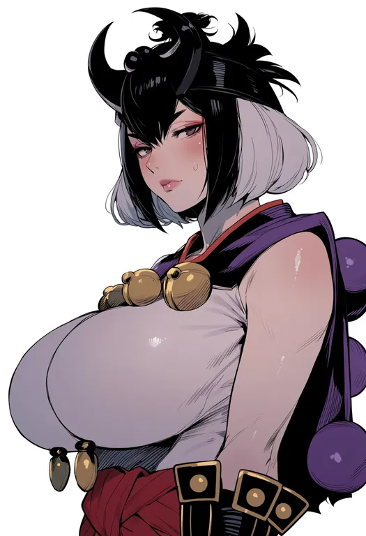 masterpiece, best quality, score_7, safe, raikou, solo, upper body, simple background — by k3scat, made with ComfyUI