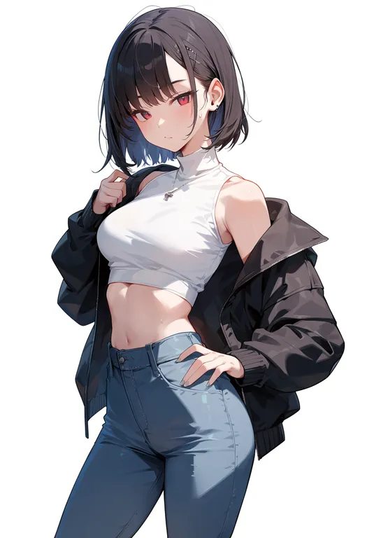 masterpiece, best quality, score_7, safe, pixiv mafia, solo, simple background — by k3scat, made with ComfyUI