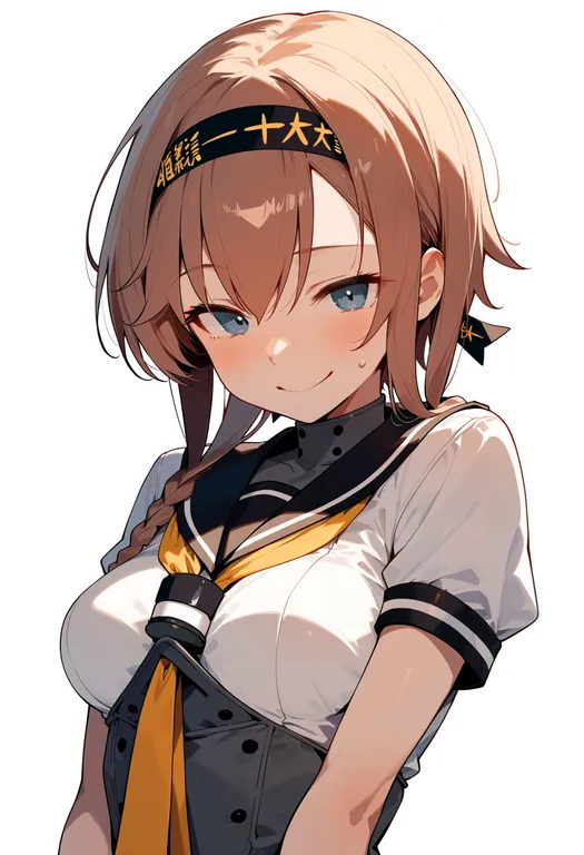 masterpiece, best quality, score_7, safe, teruzuki (kancolle), solo, upper body, simple background — by k3scat, made with ComfyUI