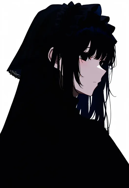 masterpiece, best quality, newest, absurdres, highres, safe, black_headdress, 1girl, solo, simple_background — by k3scat, made with ComfyUI