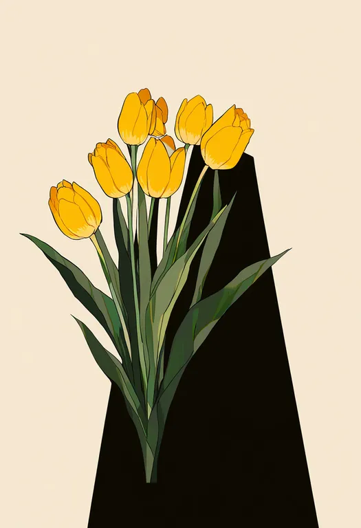 masterpiece, best quality, newest, absurdres, highres, safe, yellow_tulip, 1girl, solo, simple_background — by k3scat, made with ComfyUI