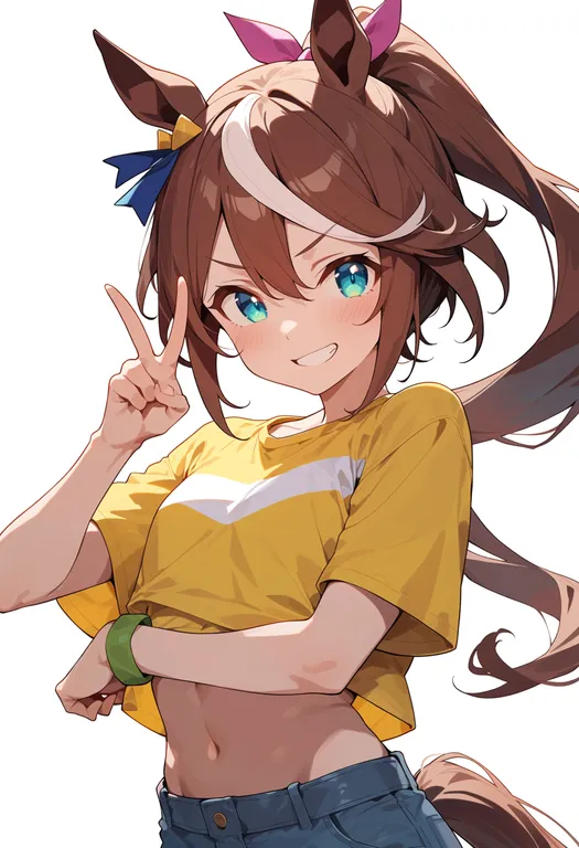 masterpiece, best quality, score_7, safe, tokai teio (peak joy) (umamusume), umamusume, solo, upper body… — by k3scat, made with ComfyUI