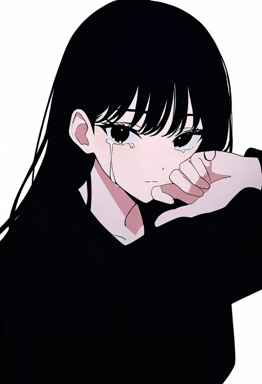 masterpiece, best quality, newest, absurdres, highres, safe, wiping_tears, 1girl, solo, simple_background — by k3scat, made with ComfyUI