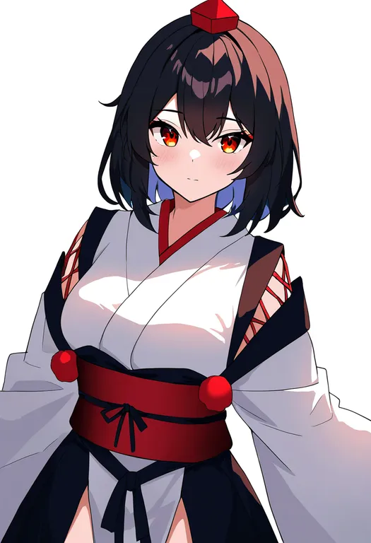 masterpiece, best quality, newest, absurdres, highres, safe, kourindou_tengu_costume, 1girl, solo, simple_background — by k3scat, made with ComfyUI