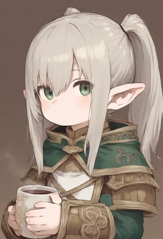 masterpiece, best quality, general, lalafell, 1girl, solo, simple background — by k3scat, made with ComfyUI