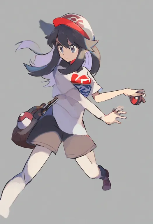 masterpiece, best quality, general, holding poke ball, 1girl, solo, simple background — by k3scat, made with ComfyUI