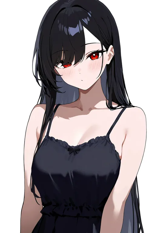 masterpiece, best quality, newest, absurdres, highres, safe, frilled_camisole, 1girl, solo, simple_background — by k3scat, made with ComfyUI
