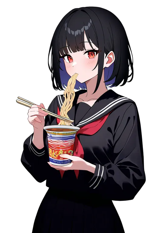 masterpiece, best quality, newest, absurdres, highres, safe, instant_cup_noodles, 1girl, solo, simple_background — by k3scat, made with ComfyUI