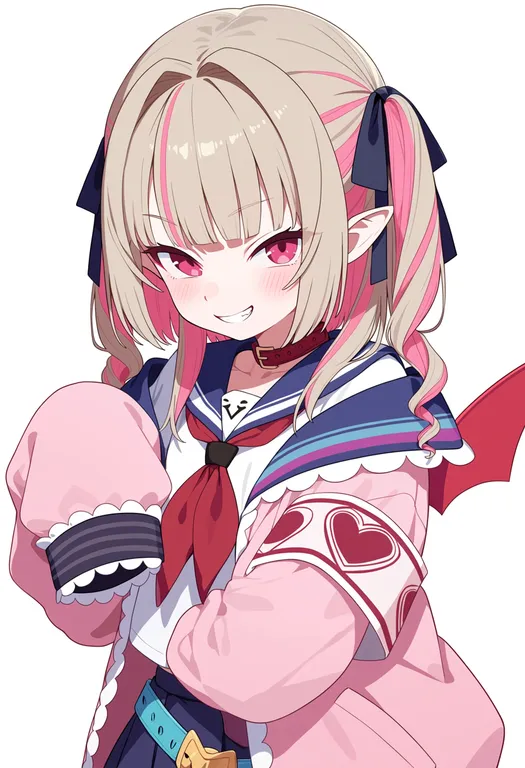 masterpiece, best quality, score_7, safe, makaino ririmu (4th costume), solo, upper body, simple background — by k3scat, made with ComfyUI
