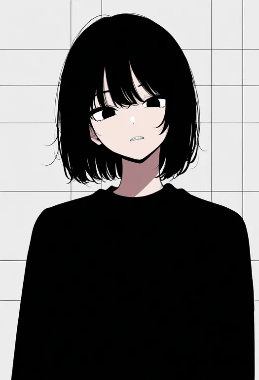 masterpiece, best quality, newest, absurdres, highres, safe, grid_teeth, 1girl, solo, simple_background — by k3scat, made with ComfyUI