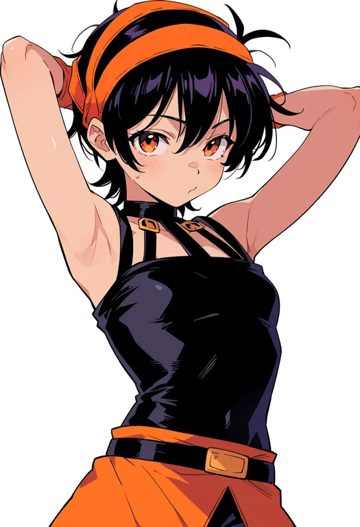 masterpiece, best quality, score_7, safe, narancia ghirga, solo, upper body, simple background — by k3scat, made with ComfyUI