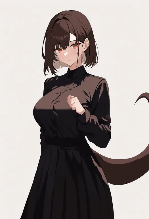 masterpiece, best quality, newest, absurdres, highres, safe, brown_tail, 1girl, solo, simple_background — by k3scat, made with ComfyUI