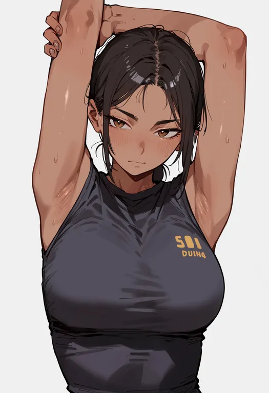 masterpiece, best quality, score_7, safe, squash, 1girl, solo, upper body, simple background — by k3scat, made with ComfyUI