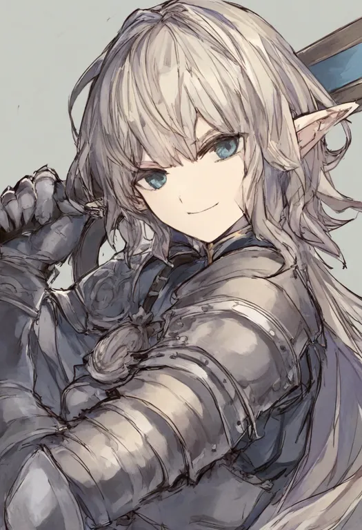 masterpiece, best quality, general, single pauldron, 1girl, solo, simple background — by k3scat, made with ComfyUI
