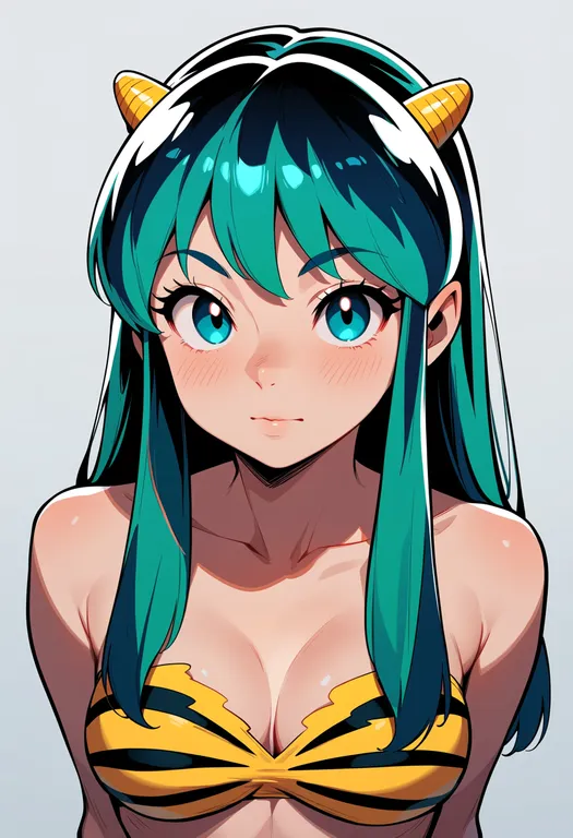 masterpiece, best quality, score_7, safe, lum, solo, upper body, simple background — by k3scat, made with ComfyUI