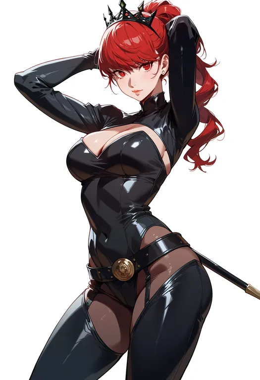 masterpiece, best quality, score_7, safe, persona 5 the royal, solo, simple background — by k3scat, made with ComfyUI
