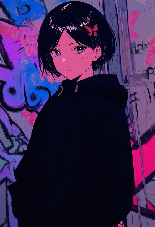 masterpiece, best quality, newest, absurdres, highres, safe, graffiti, 1girl, solo, simple_background — by k3scat, made with ComfyUI