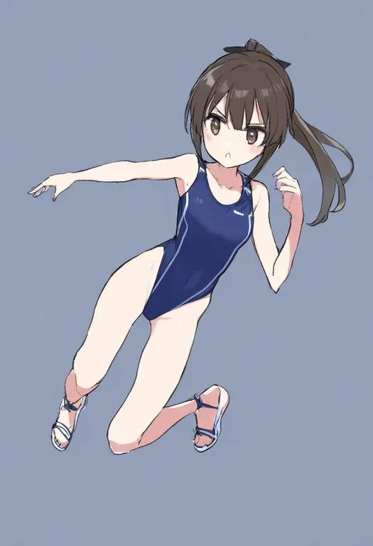 masterpiece, best quality, general, highleg one-piece swimsuit, 1girl, solo, simple background — by k3scat, made with ComfyUI