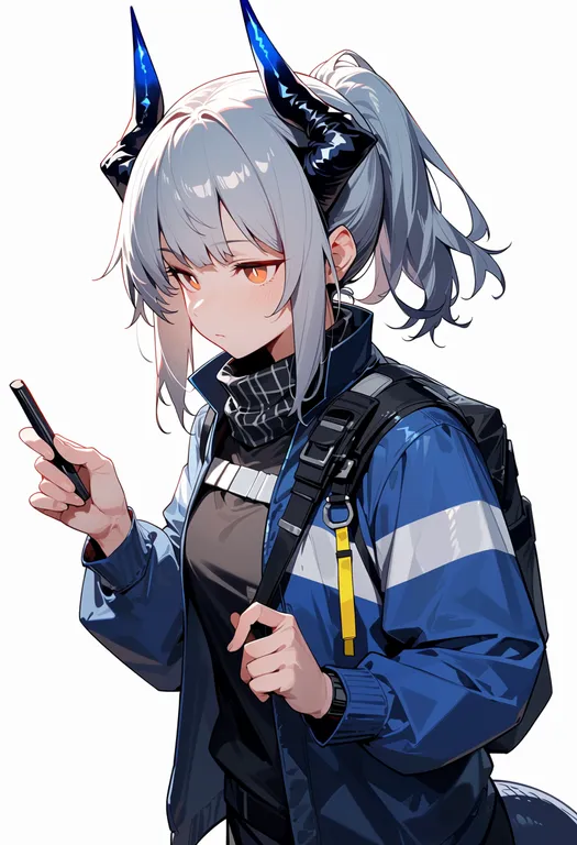 masterpiece, best quality, score_7, safe, liskarm (arknights), arknights, solo, upper body, simple background — by k3scat, made with ComfyUI