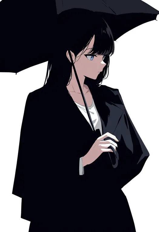 masterpiece, best quality, newest, absurdres, highres, safe, umbrella_over_shoulder, 1girl, solo, simple_background — by k3scat, made with ComfyUI