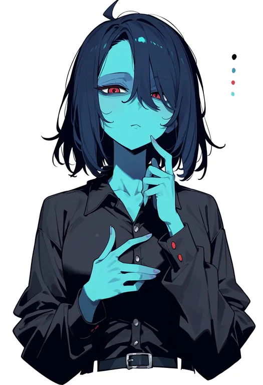 masterpiece, best quality, score_7, safe, aqua (deltarune), deltarune, solo, upper body, simple background — by k3scat, made with ComfyUI
